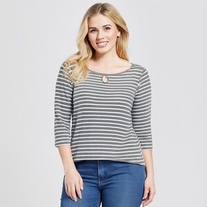 Women’s Eddie Bauer Favorite 3/4 Sleeve Keyhole T-shirt - Stri…
